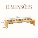 Comedouro de Gato em Madeira e tigela de Alumínio